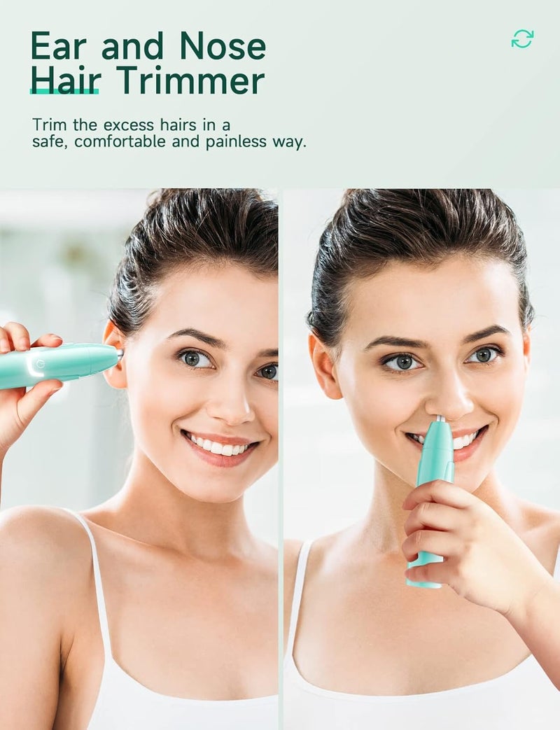 ZORAMI Rechargeable Ear and Nose Hair Trimmer - 2025 Professional Painless Eyebrow & Facial Hair Trimmer for Men Women, Powerful Motor and Dual-Edge Blades for Smoother Cutting Mint Green - Image 3